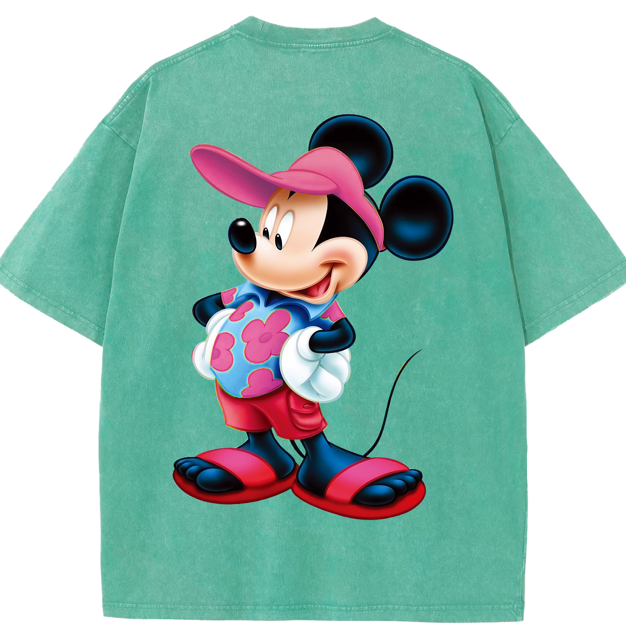 （画像用） ミッキーマウス Mickey Mouse 綿100% ヴィンテージ風 半袖Tシャツ（背面プリント）